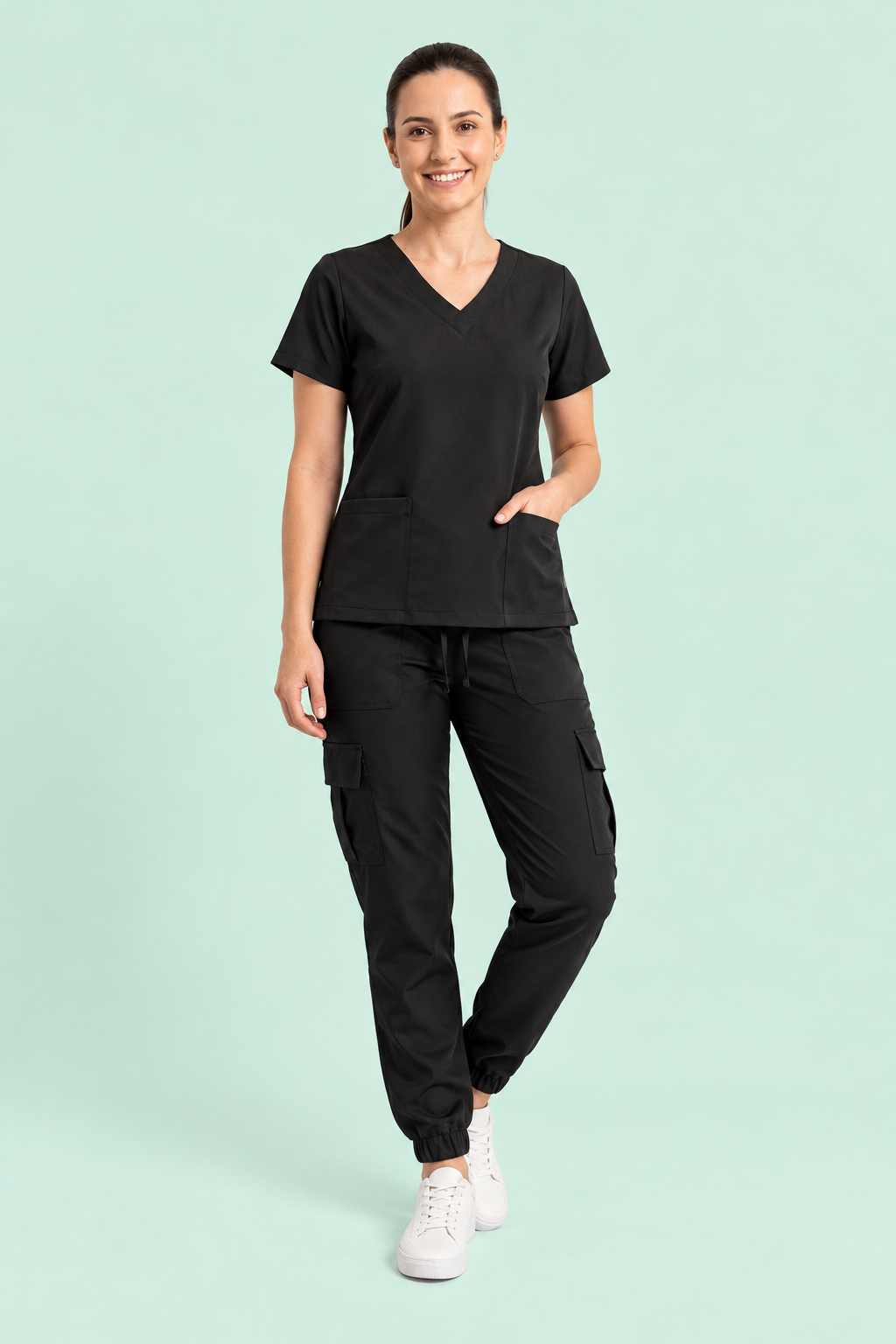 Conjunto Scrub Feminino com Calça Cargo