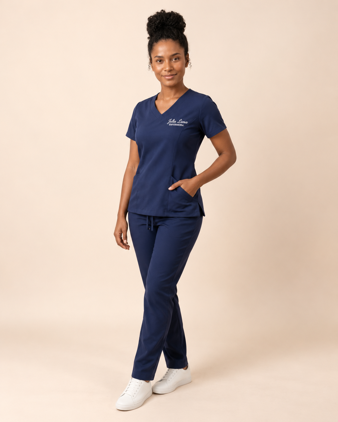 Conjunto Scrub Feminino Gola V Acinturado