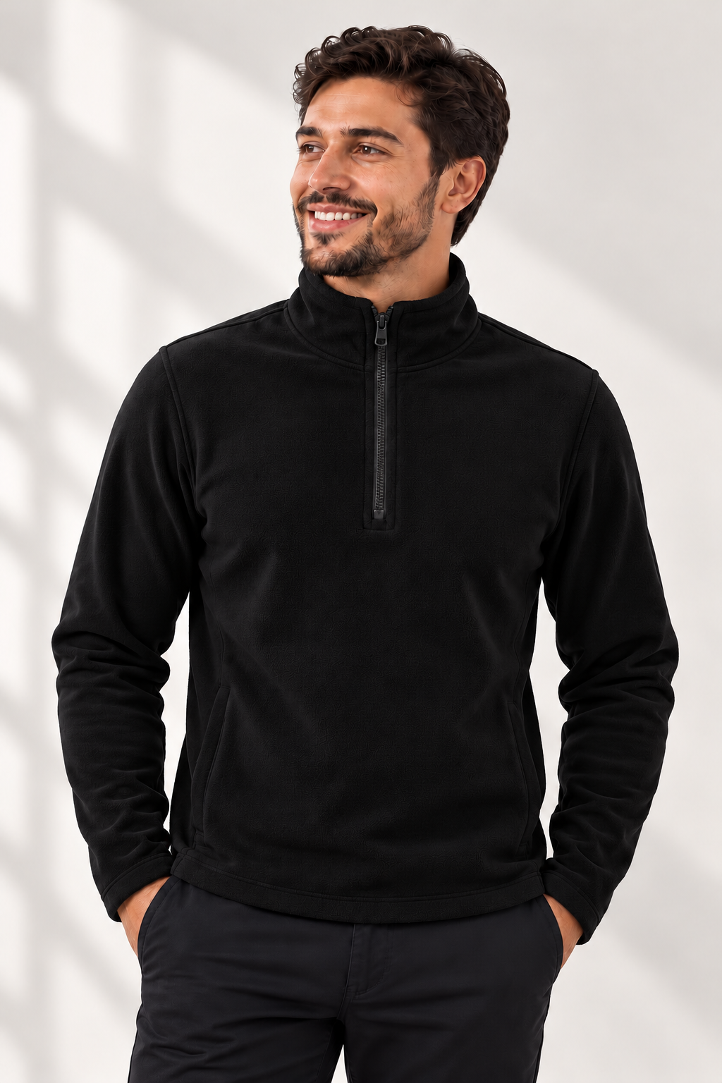 Blusa de Microsoft Meio Zíper Masculina - foto 5 - Rosa Branca